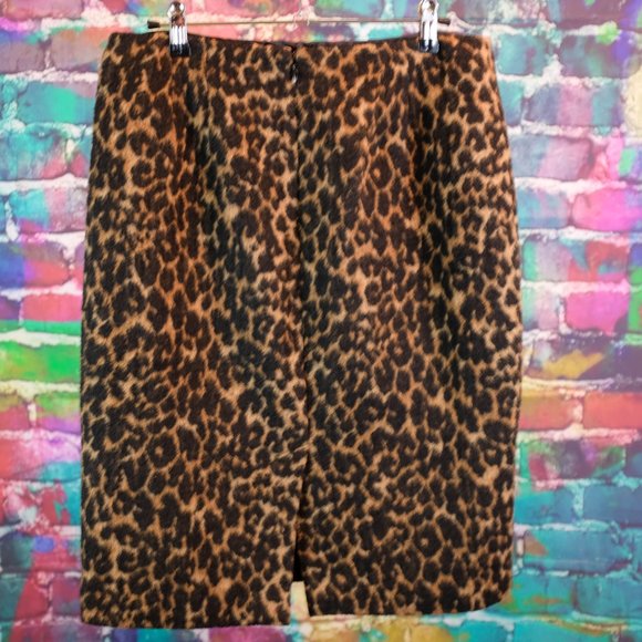 Talbots Fuzzy Leopard Animal Print Pencil Skirt 4 - Picture 2 of 9